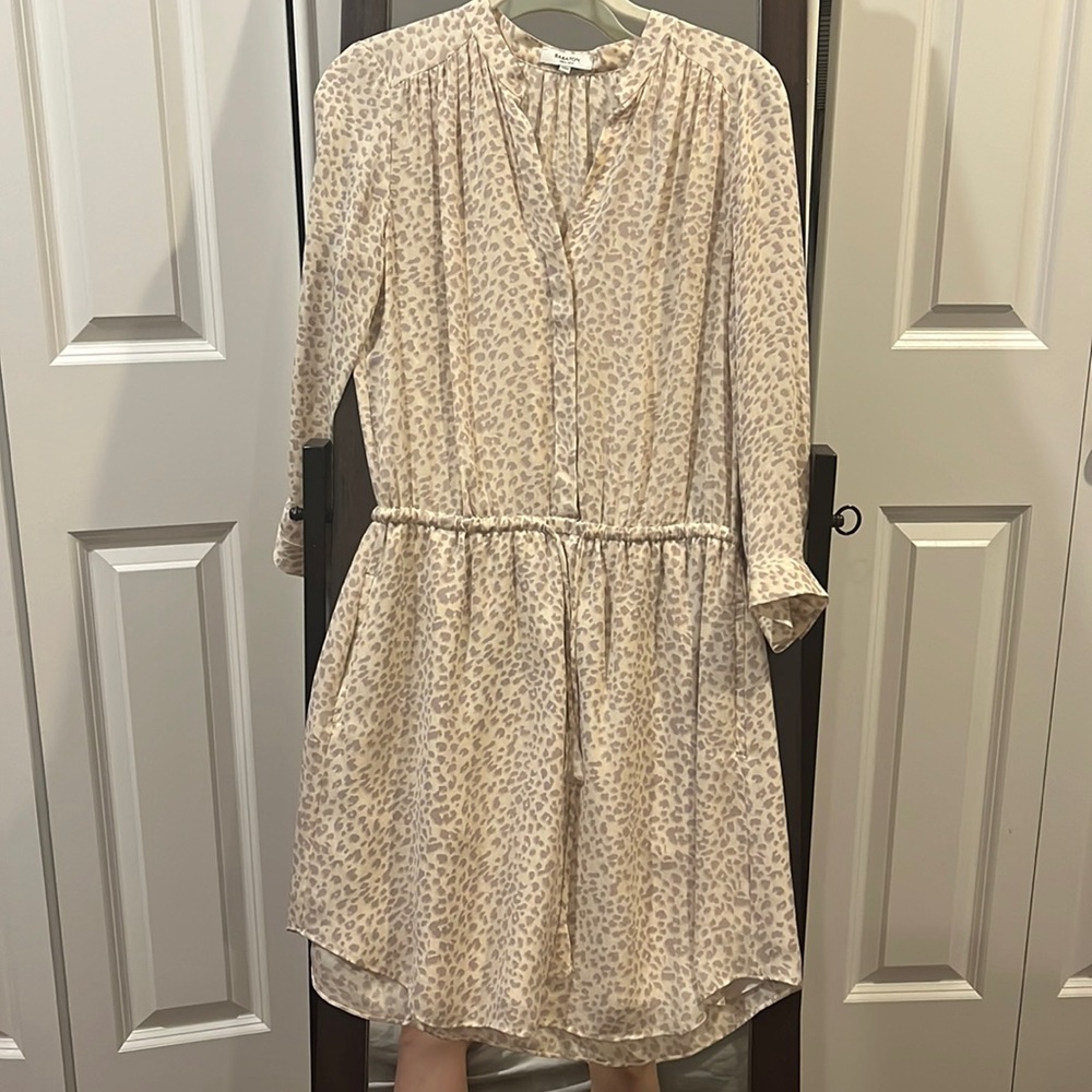 Aritzia silk leopard shirt dress